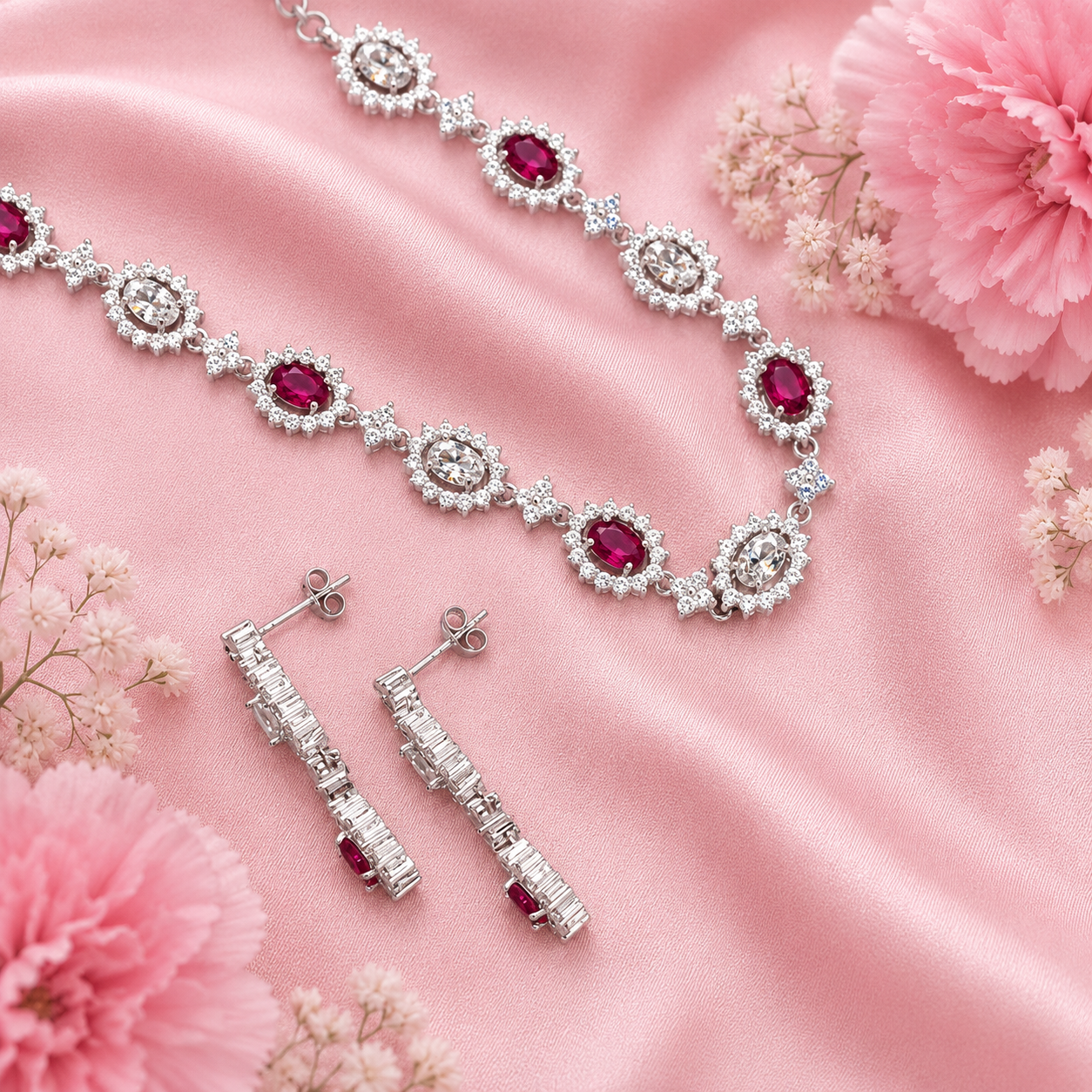 Ziva Ruby Necklace – 925 Sterling Silver – OYA by Gemkara view 4