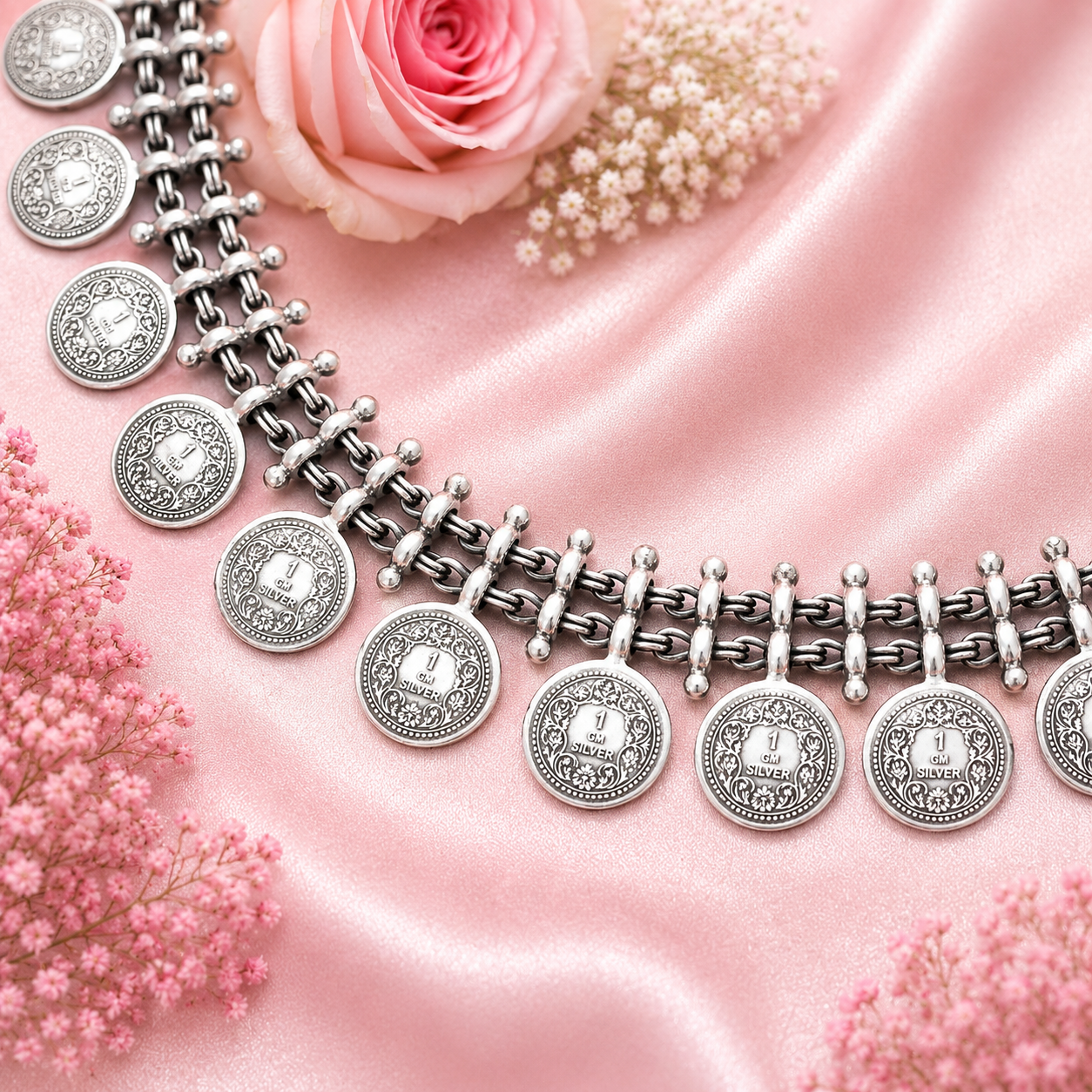 Heritage Charm Necklace – 925 Sterling Silver – OYA by Gemkara view 4