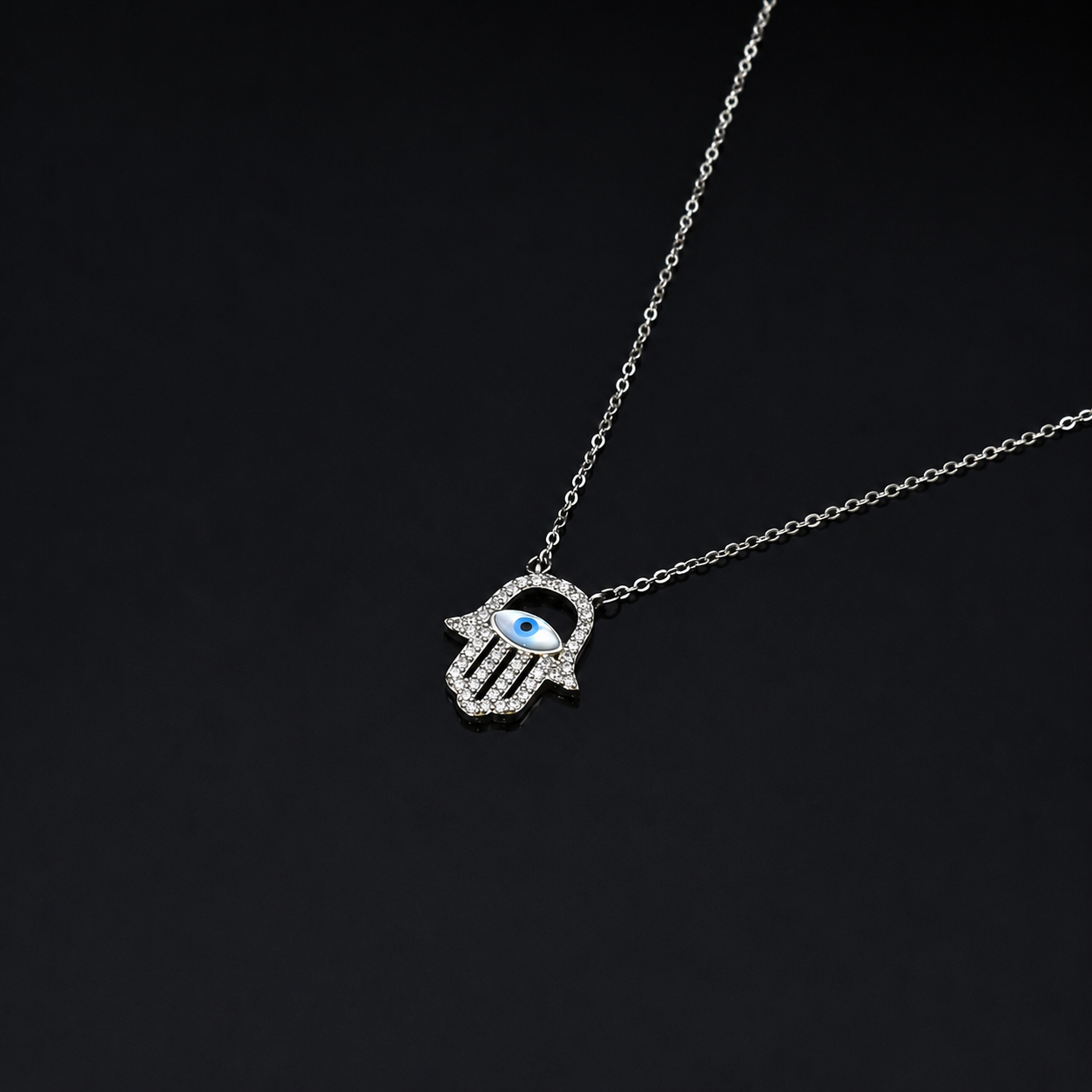 Evil Eye Protection Silver Pendant With Chain – OYA by Gemkara view 3