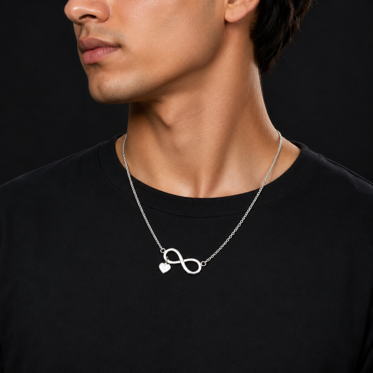 Infinity Hanging Heart Silver Pendant With Chain – OYA by Gemkara view 2