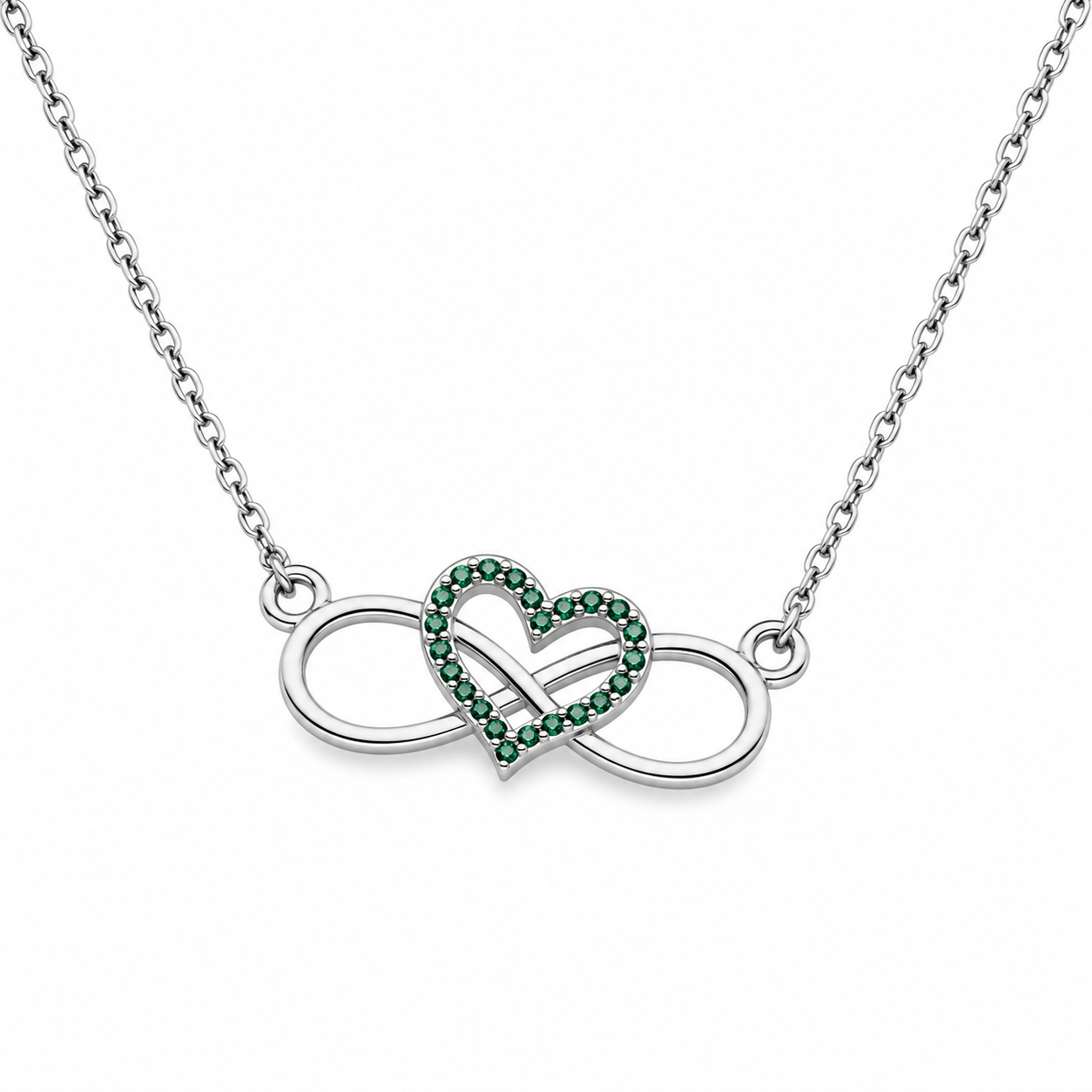Infinity Interlocking Heart Pendant With Chain – 925 Sterling Silver – OYA by Gemkara view 1