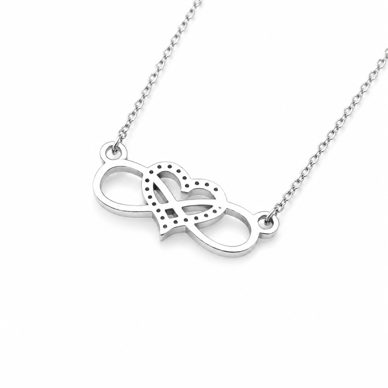 Infinity Interlocking Heart Pendant With Chain – 925 Sterling Silver – OYA by Gemkara view 3