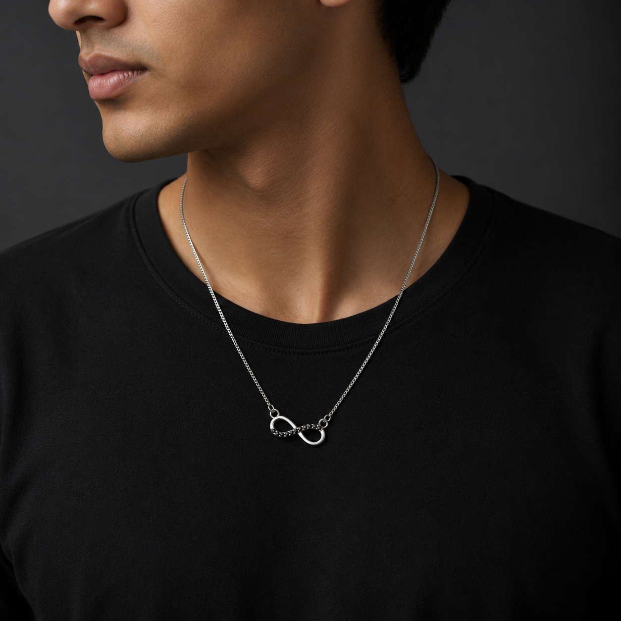 Black Infinity Silver Pendant With Chain preview