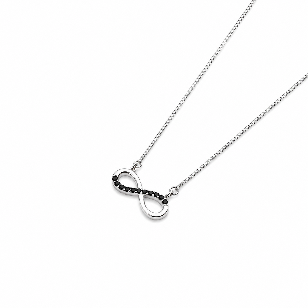 Black Infinity Silver Pendant With Chain
