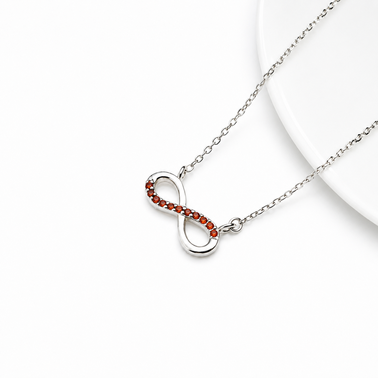 Orange Infinity Pendant With Chain – 925 Sterling Silver – OYA by Gemkara view 1