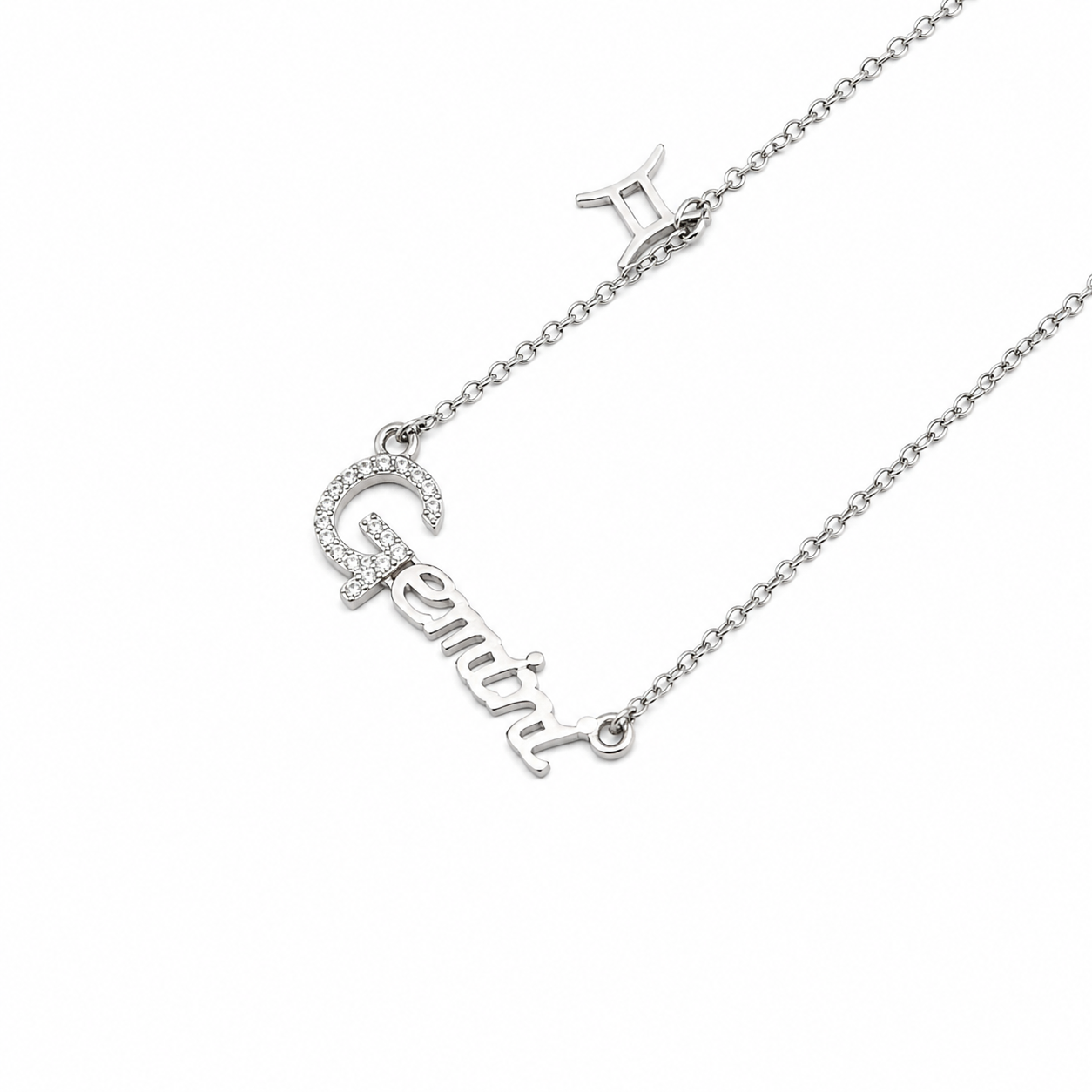 Gemini Zodiac Nameplate Pendant With Chain – 925 Sterling Silver – OYA by Gemkara view 1