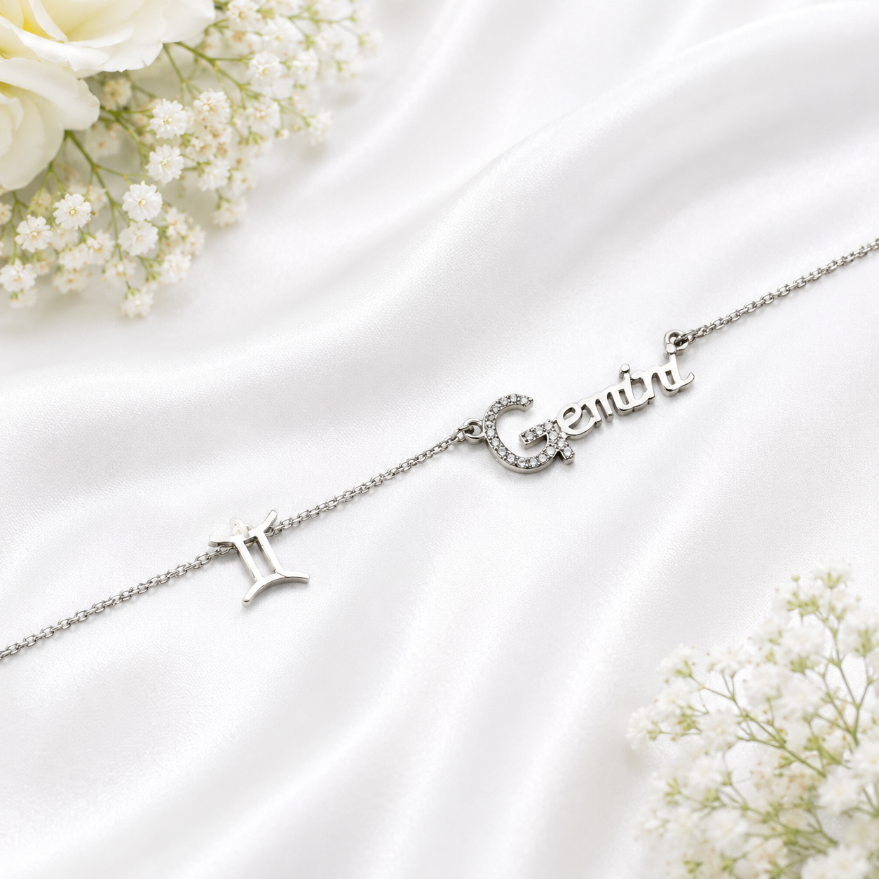 Gemini Zodiac Nameplate Pendant With Chain – 925 Sterling Silver – OYA by Gemkara view 2