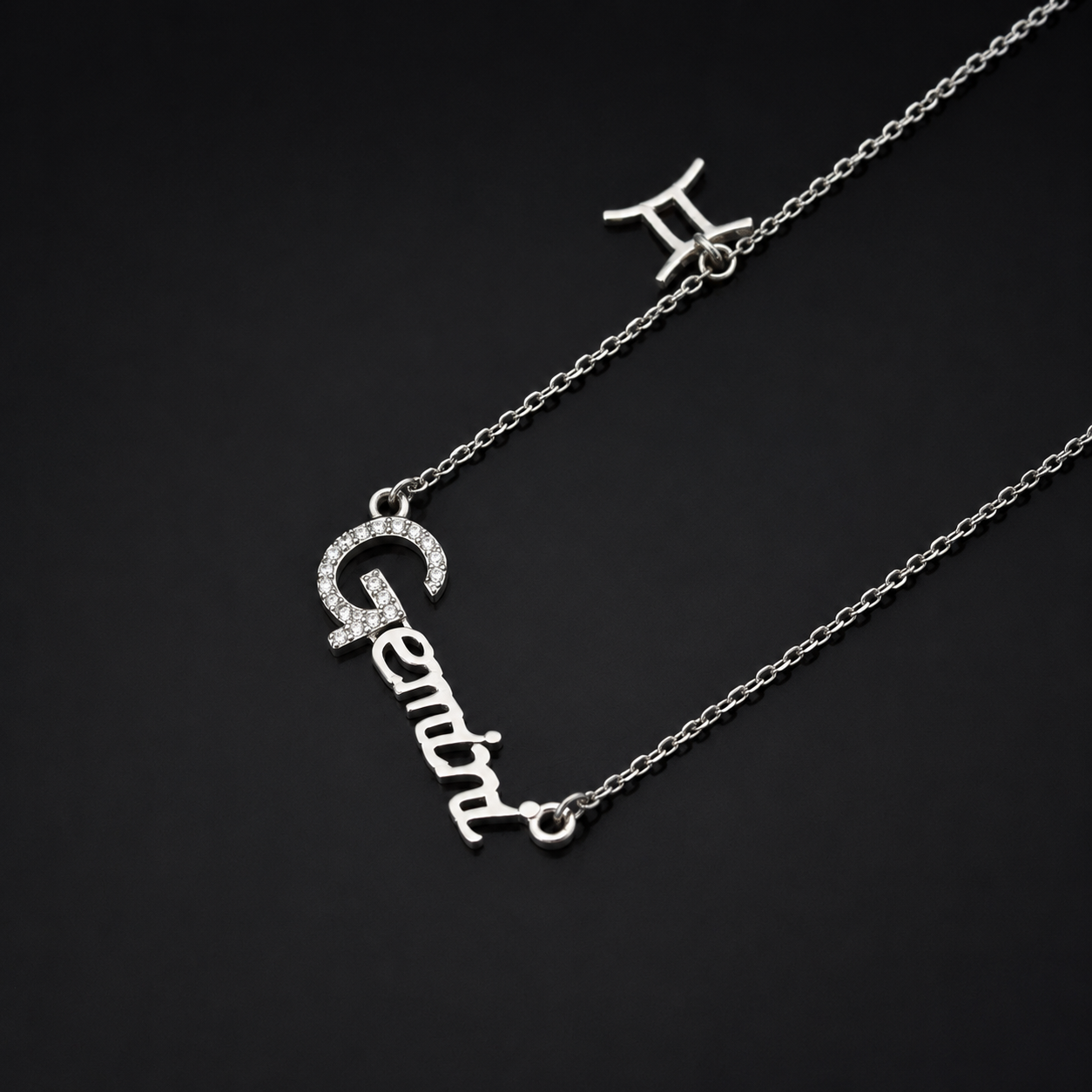 Gemini Zodiac Nameplate Pendant With Chain – 925 Sterling Silver – OYA by Gemkara view 3