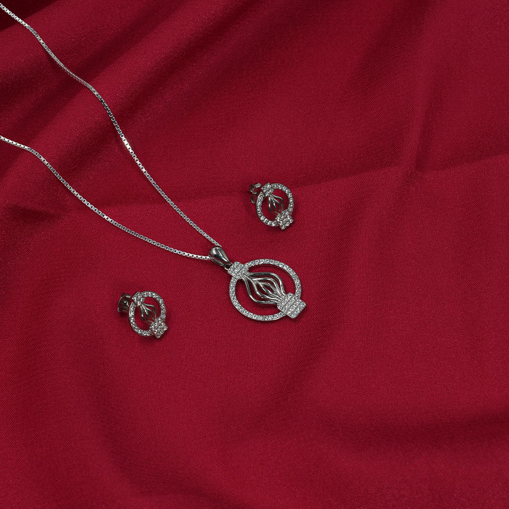 Radiant Halo Pendant Set