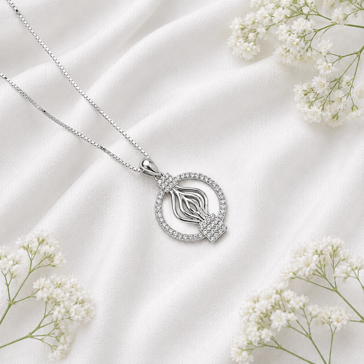 Radiant Halo Pendant Set view 3