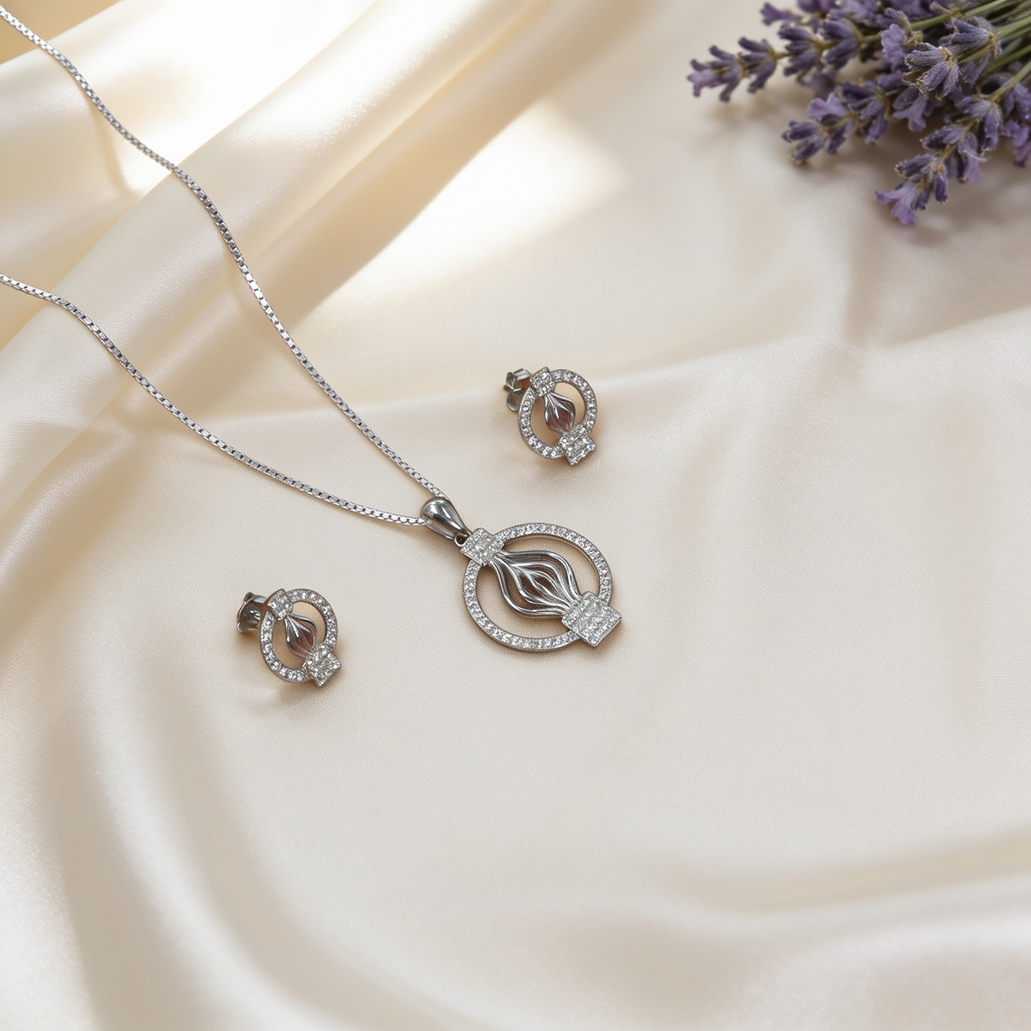 Radiant Halo Pendant Set