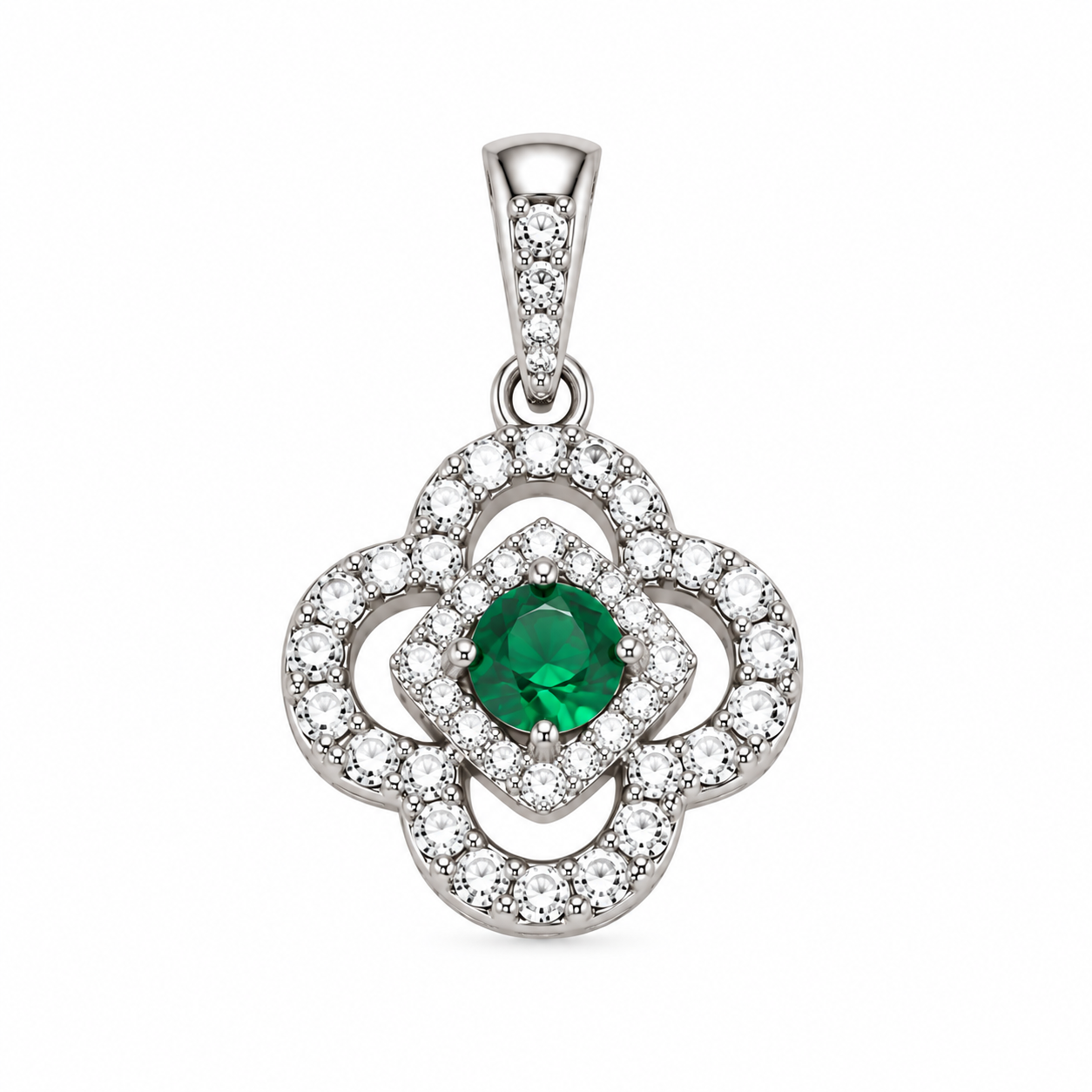 Emerald Bloom Pendant with Earrings – 925 Sterling Silver – OYA by Gemkara view 2