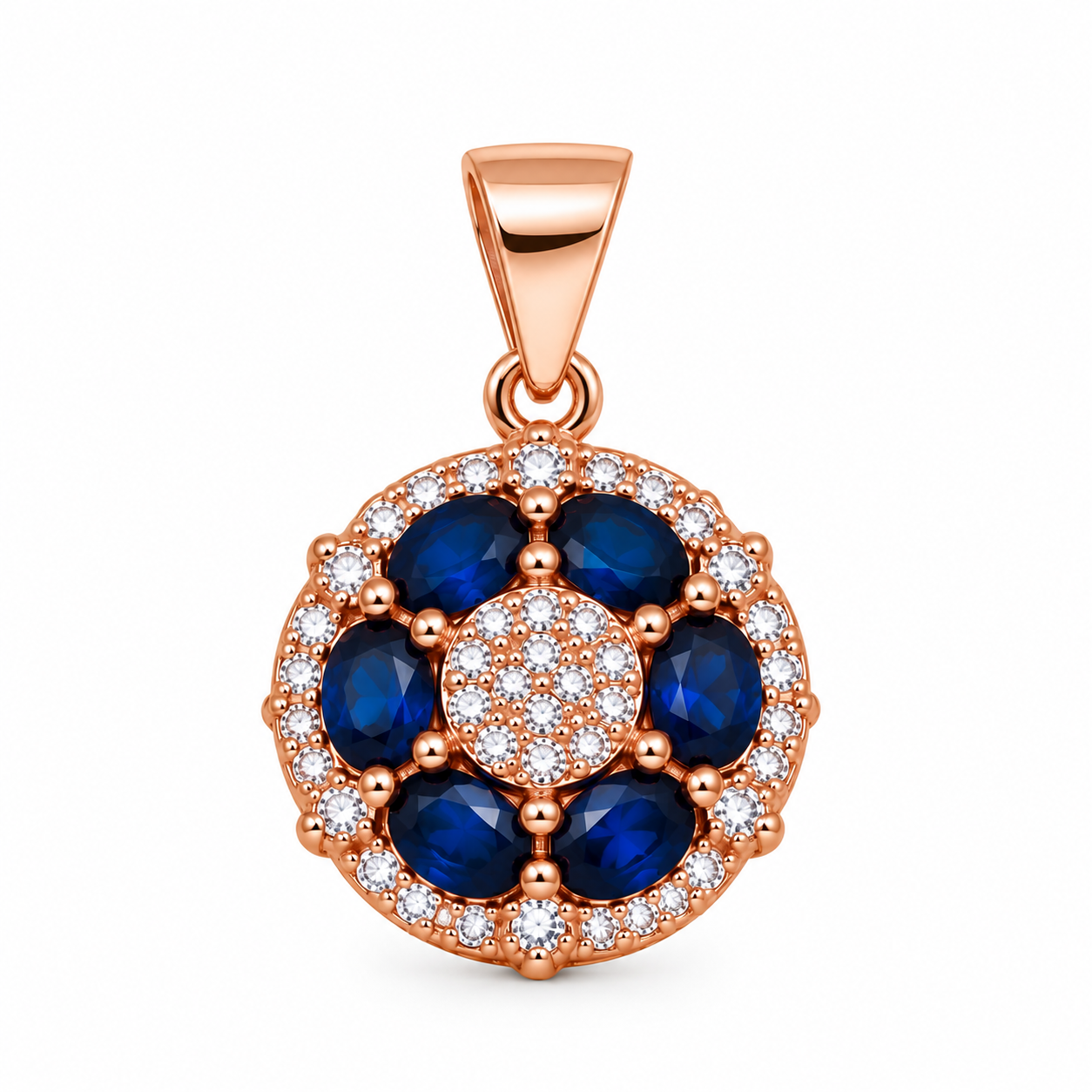 Sapphire Bloom Pendant with Earrings – 925 Sterling Silver – OYA by Gemkara view 2