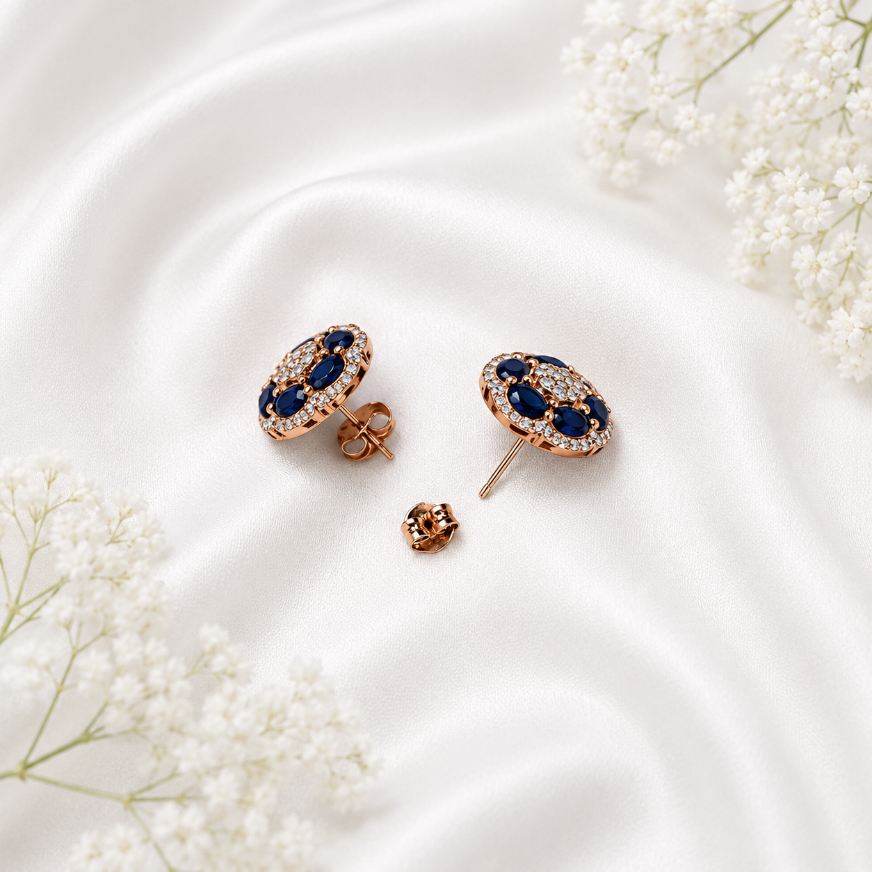 Sapphire Bloom Pendant with Earrings – 925 Sterling Silver – OYA by Gemkara view 3