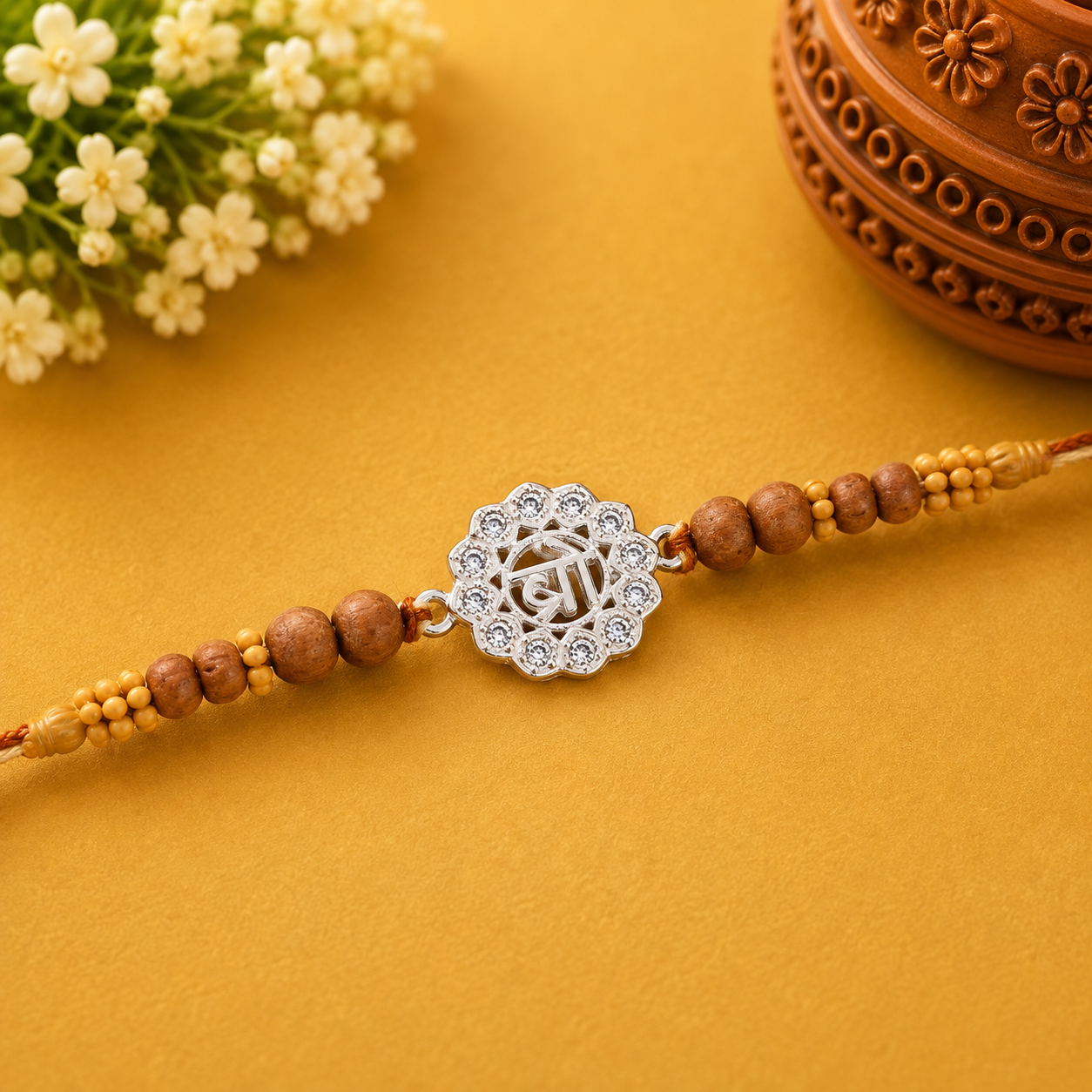 Designer Bro Rakhi – 925 Sterling Silver – OYA by Gemkara view 3
