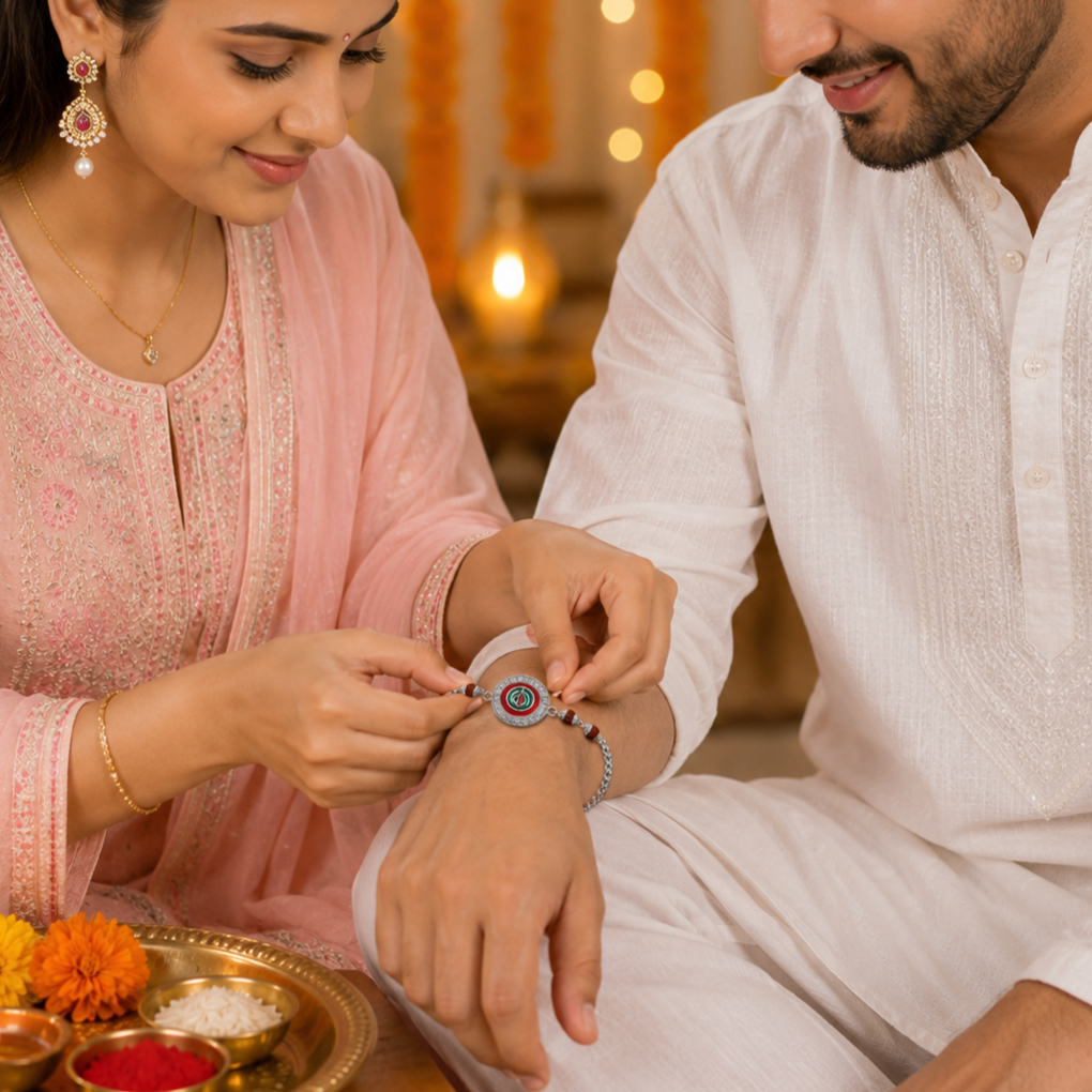Khanda Silver Rakhi – OYA by Gemkara view 2