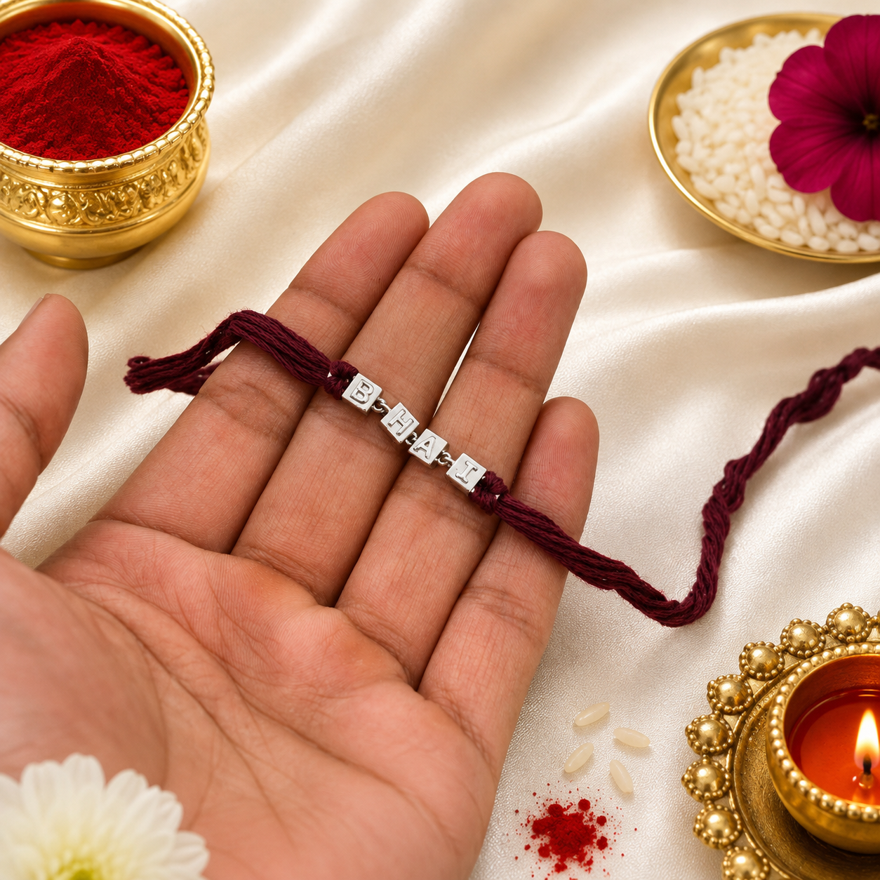 Classic Bhai Rakhi – 925 Sterling Silver – OYA by Gemkara view 2