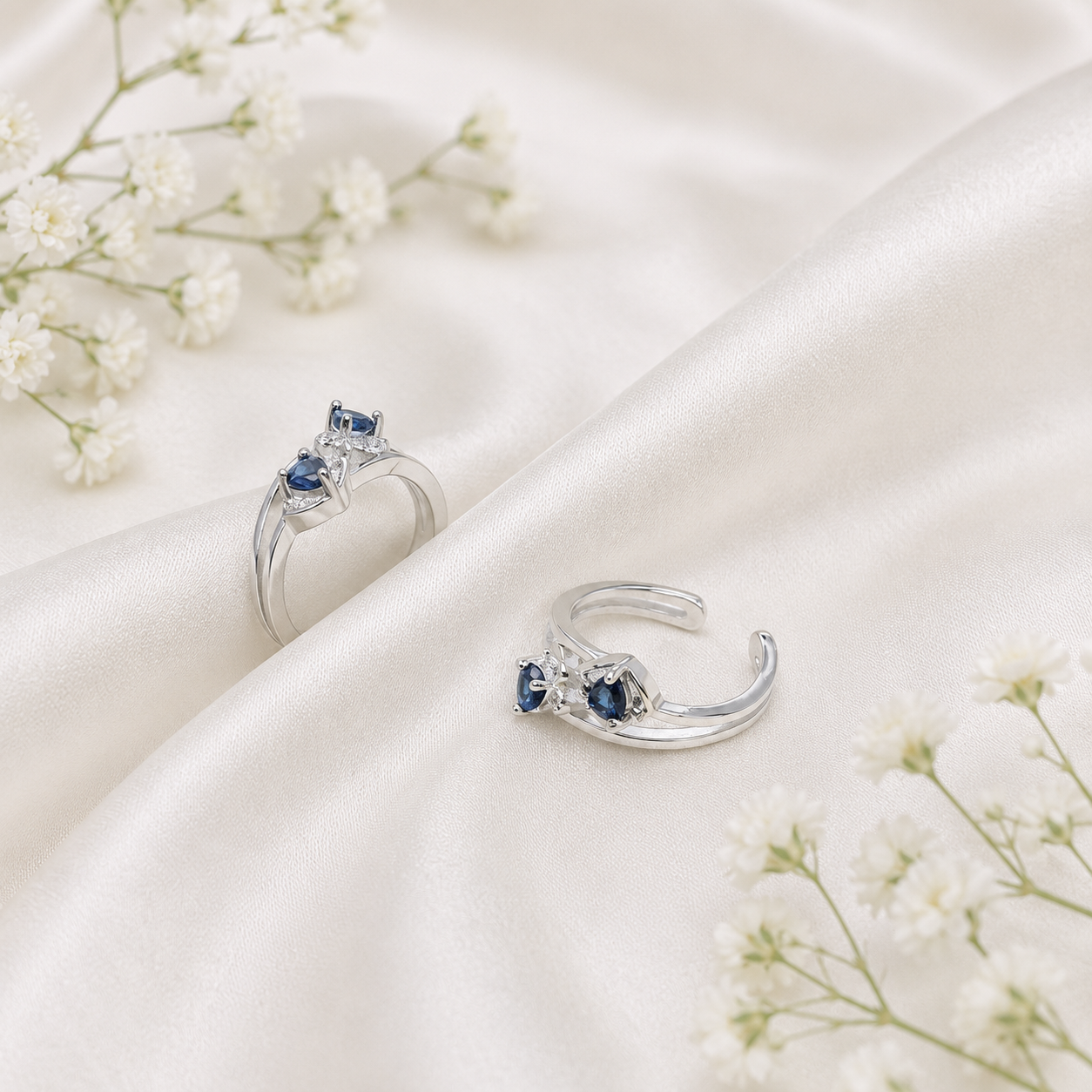 Sapphire Duo Toe Ring – 925 Sterling Silver – OYA by Gemkara view 3
