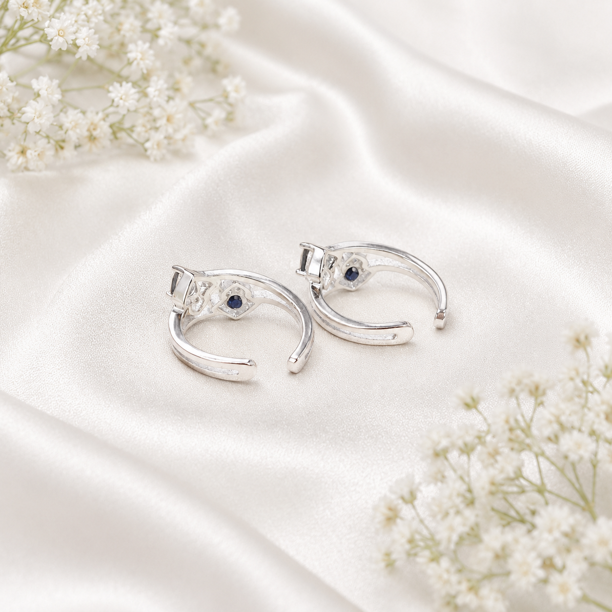 Sapphire Duo Toe Ring – 925 Sterling Silver – OYA by Gemkara view 4