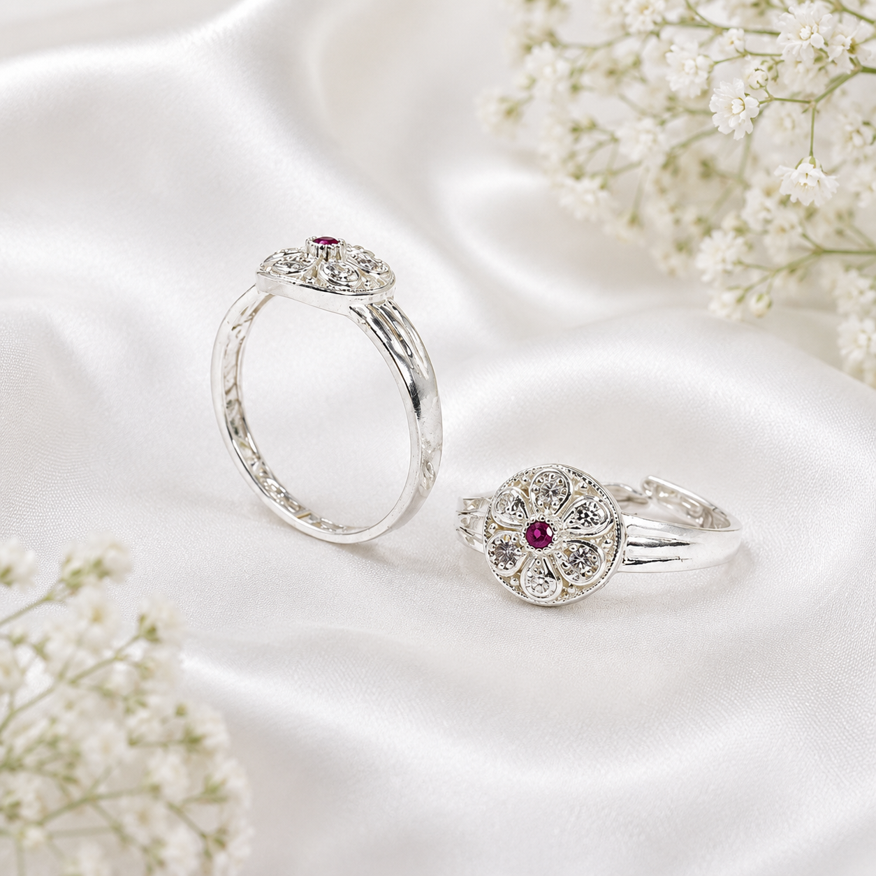 Ruby Blossom Toe Ring – 925 Sterling Silver – OYA by Gemkara view 3
