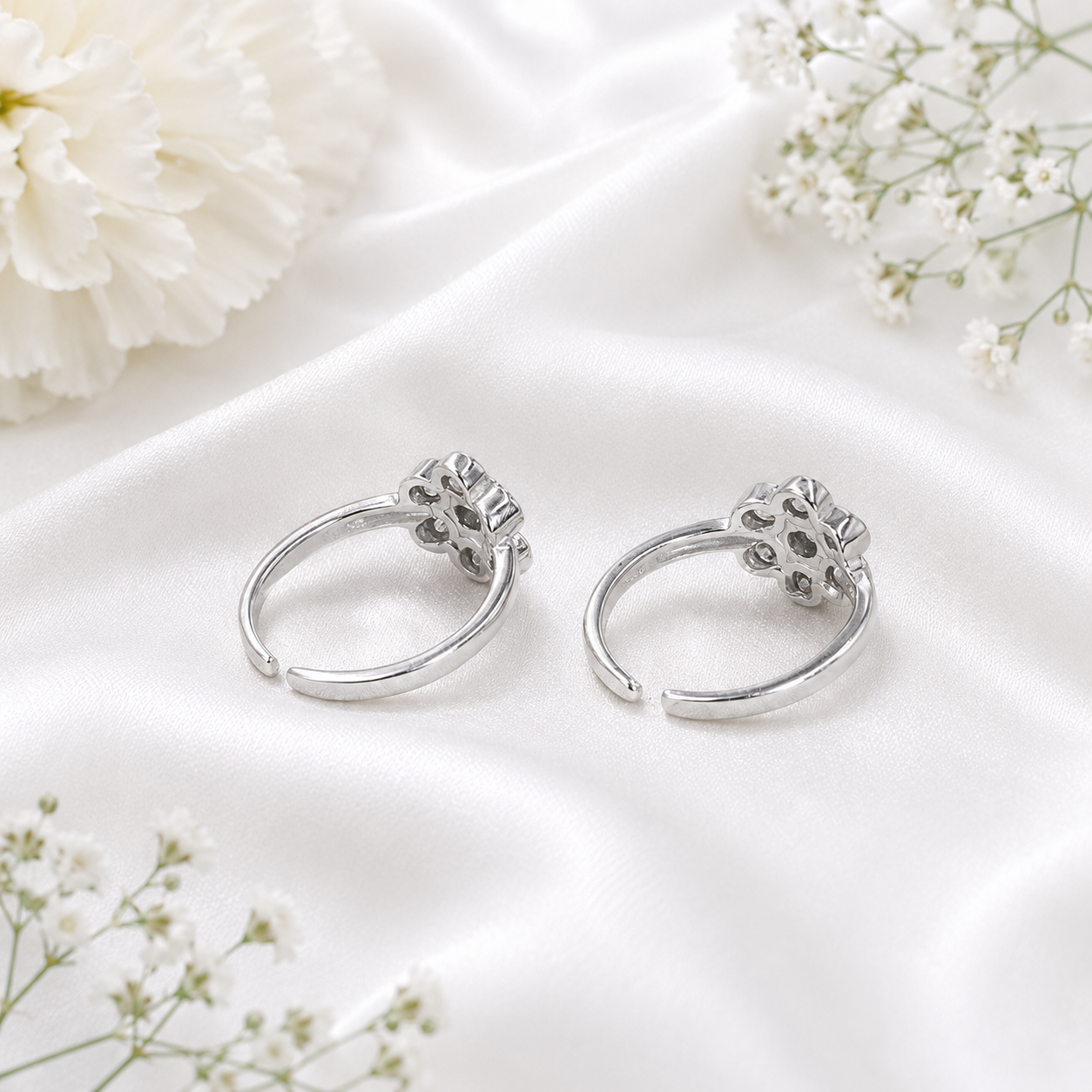 Crystal Bloom Toe Ring – 925 Sterling Silver – OYA by Gemkara view 4