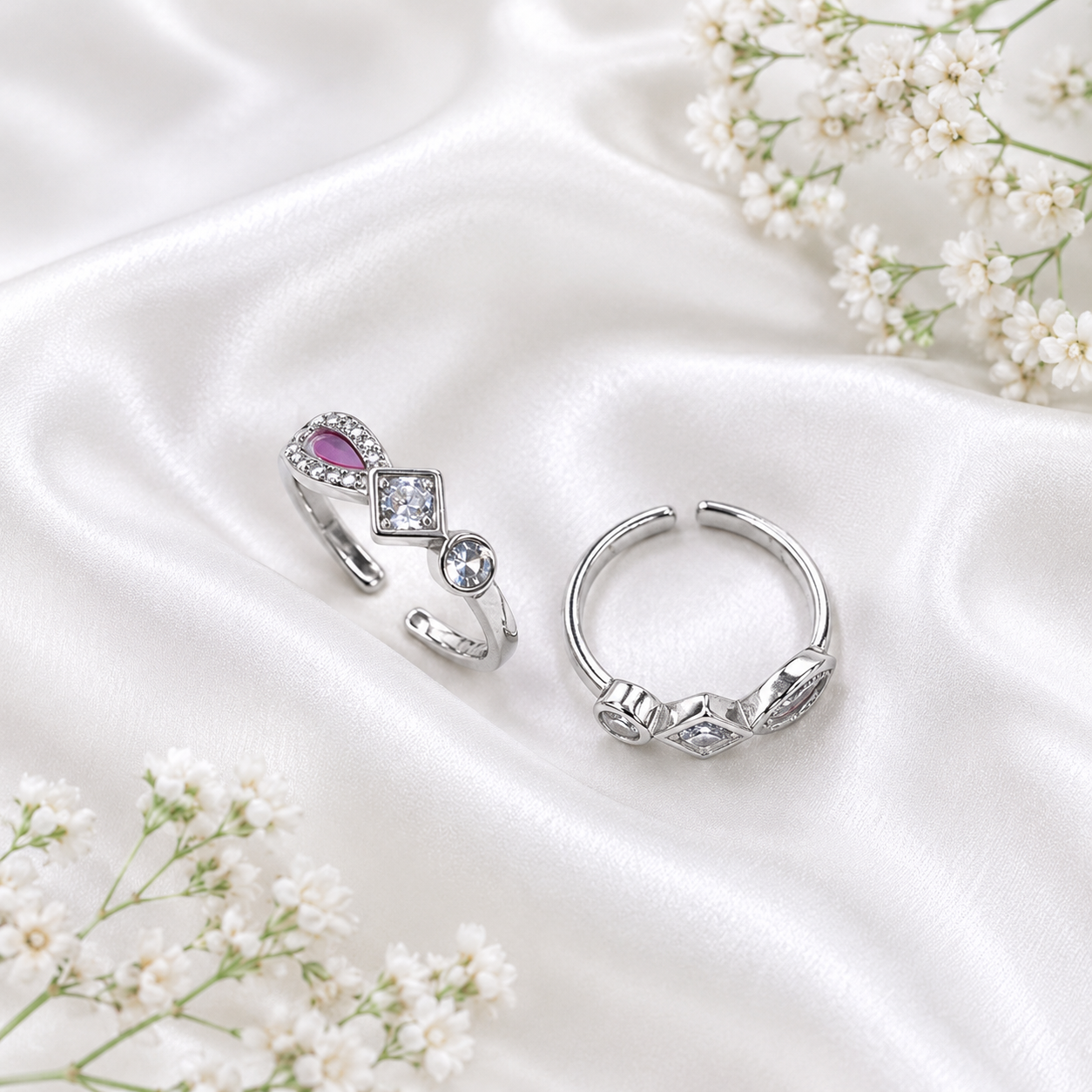 Pink Infinity Toe Ring – 925 Sterling Silver – OYA by Gemkara view 3