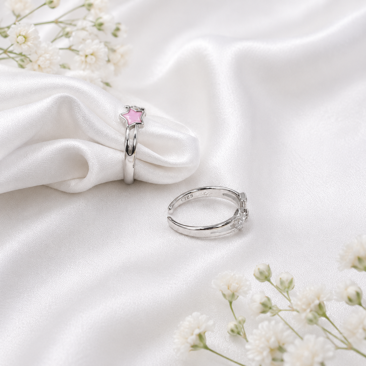 Pink Star Toe Ring – 925 Sterling Silver – OYA by Gemkara view 3