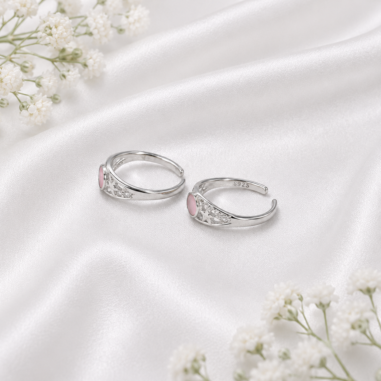 Nova Pink Toe Ring – 925 Sterling Silver – OYA by Gemkara view 3