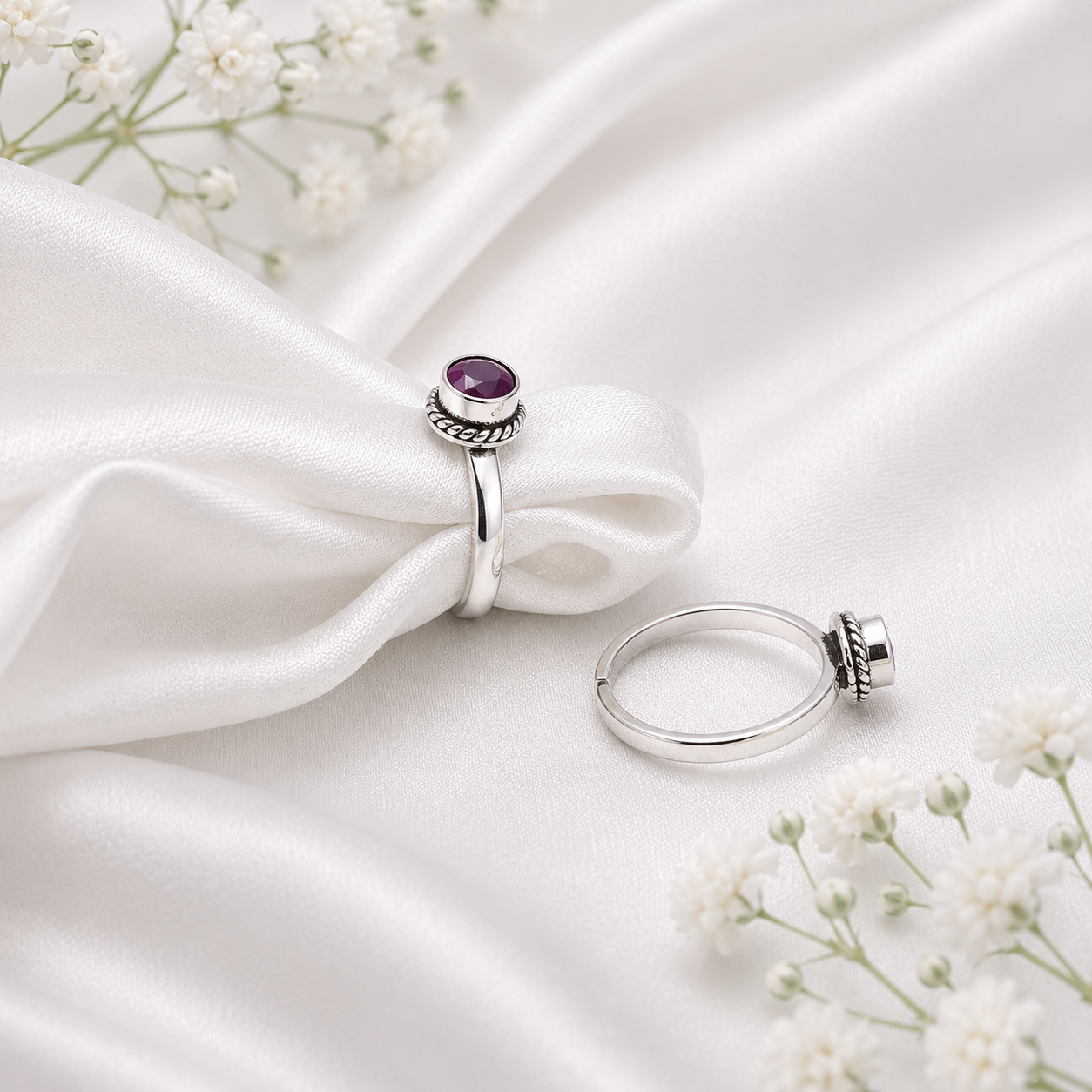 Amethyst Halo Toe Ring – 925 Sterling Silver – OYA by Gemkara view 3