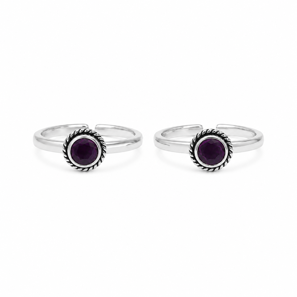 Amethyst Halo Toe Ring