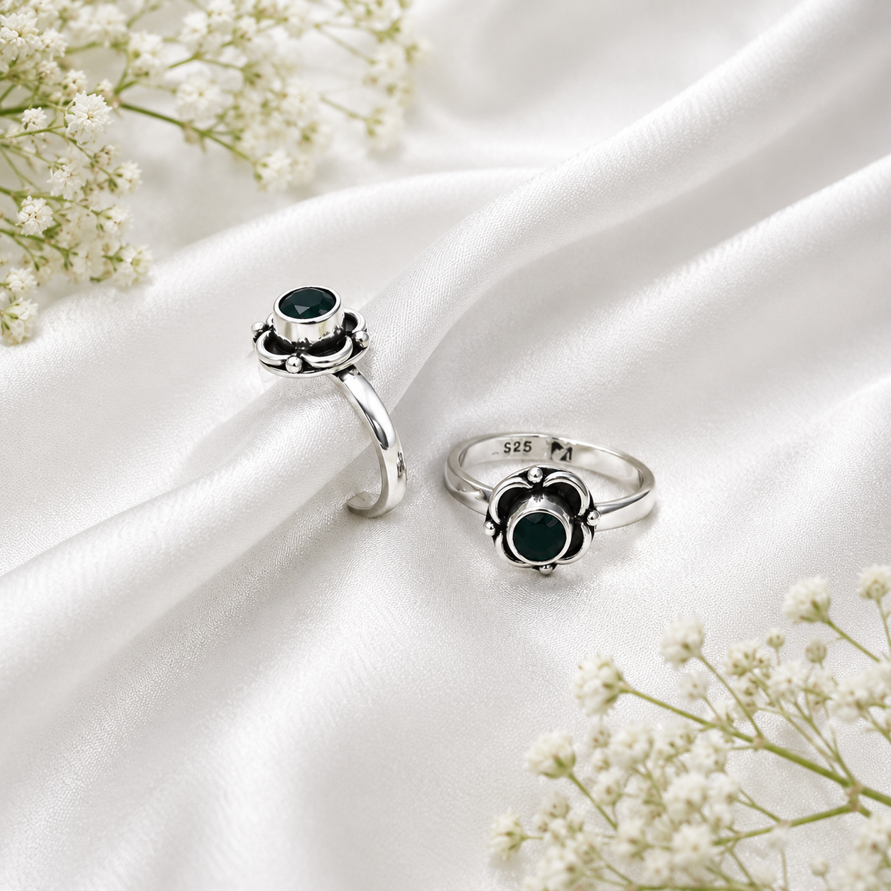 Flora Gem Toe Ring – 925 Sterling Silver – OYA by Gemkara view 3