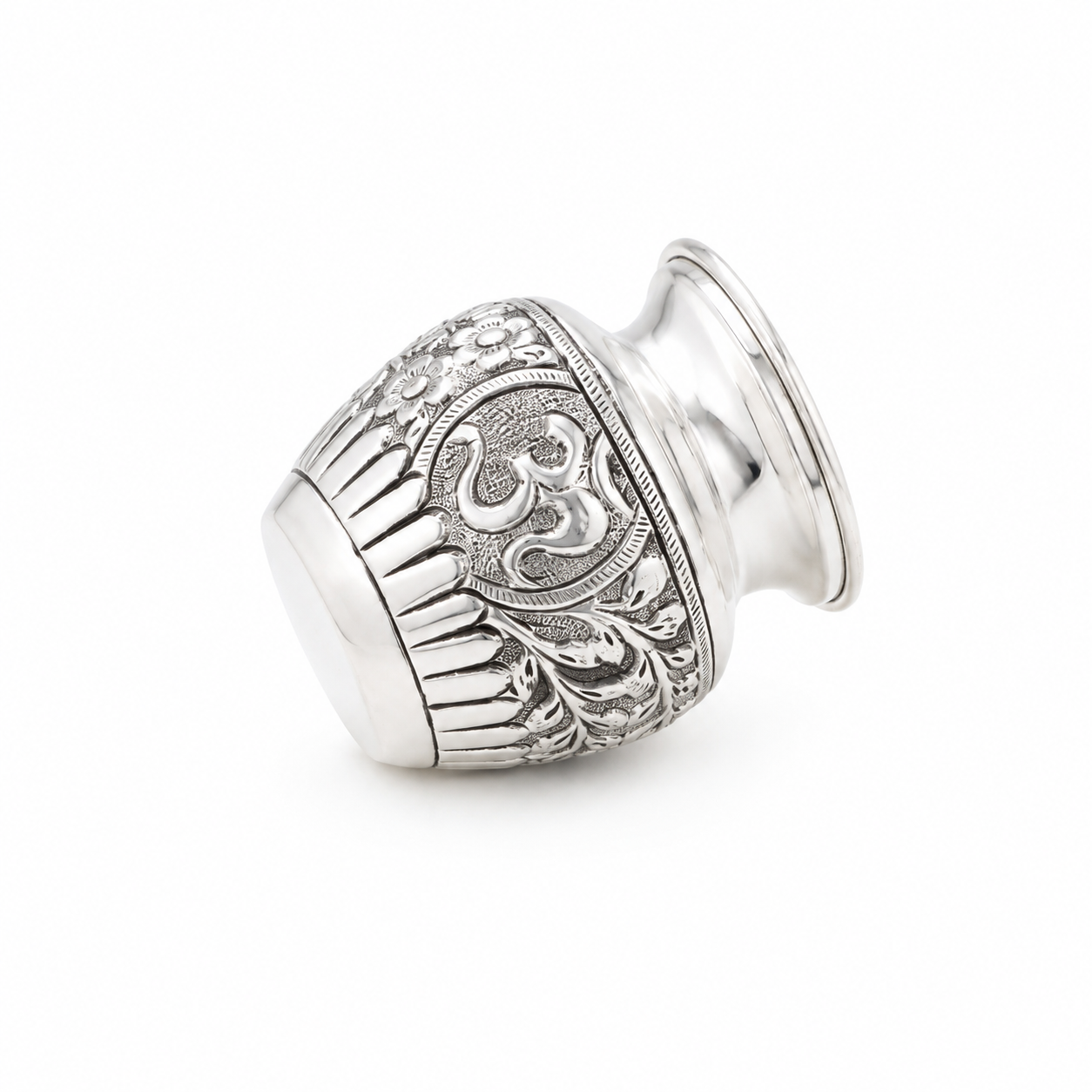 Sterling Silver Antique Engraved Pooja Kalash – OYA by Gemkara view 2