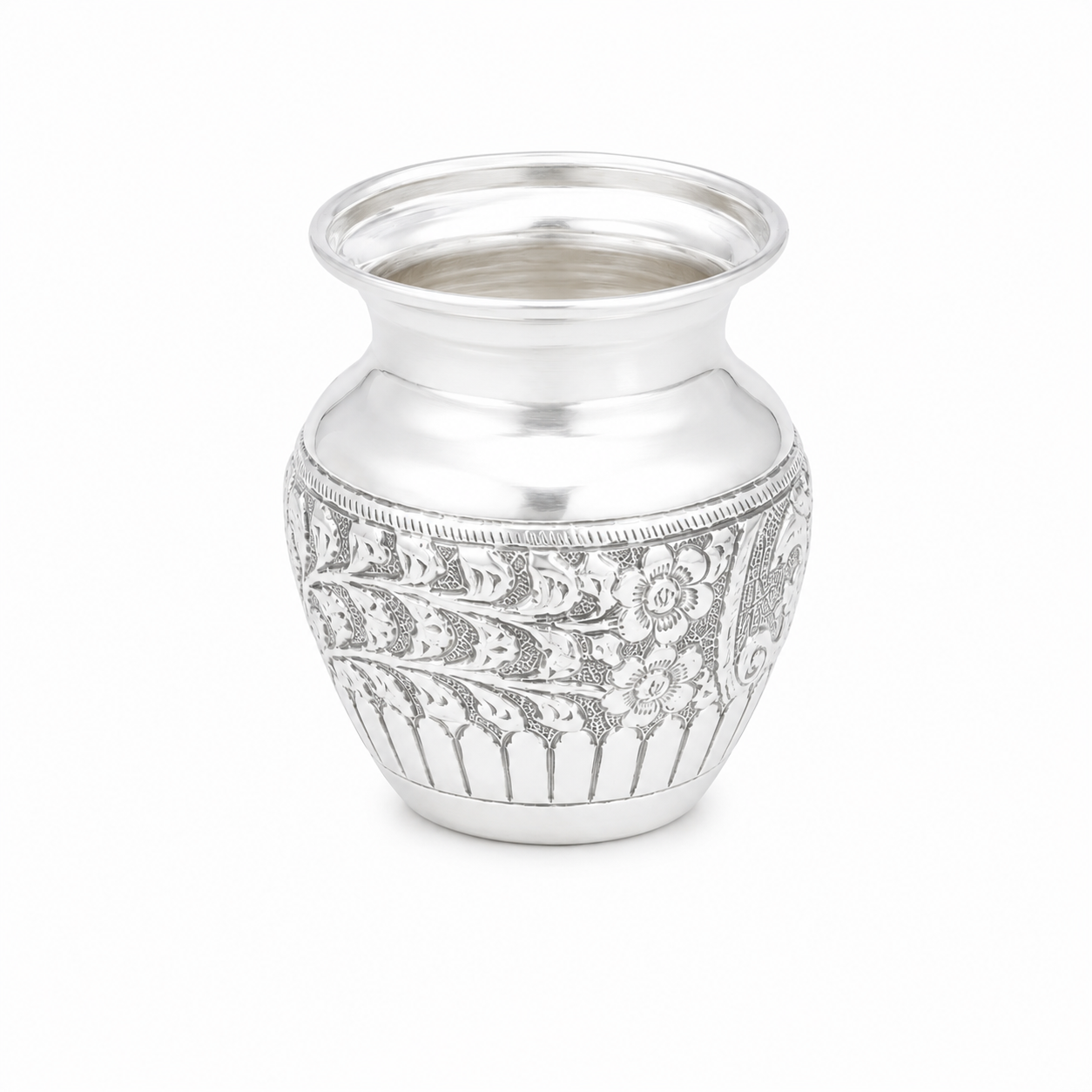 Sterling Silver Antique Engraved Pooja Kalash – OYA by Gemkara view 3