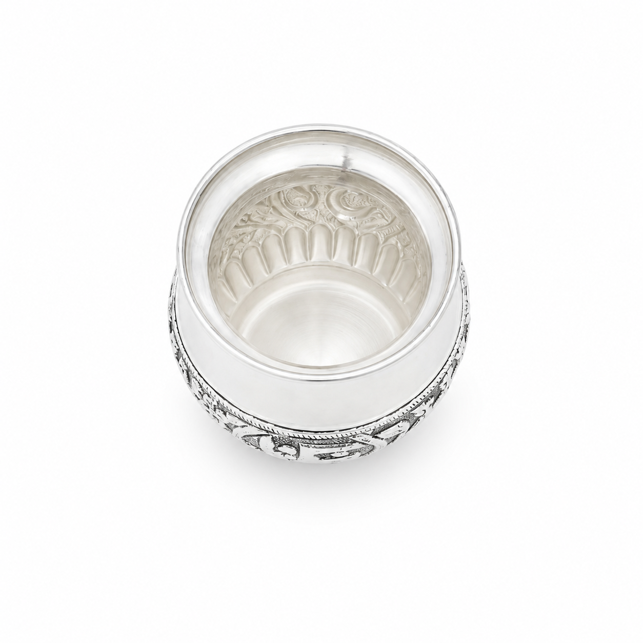 Sterling Silver Antique Engraved Pooja Kalash – OYA by Gemkara view 4