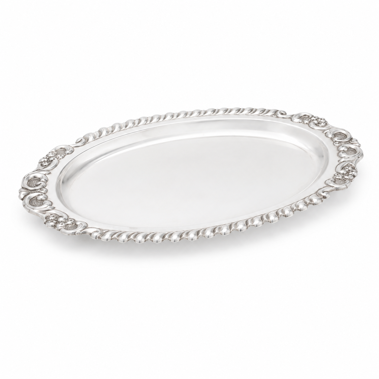 Sterling Silver Oval Serving Tray – OYA by Gemkara view 1