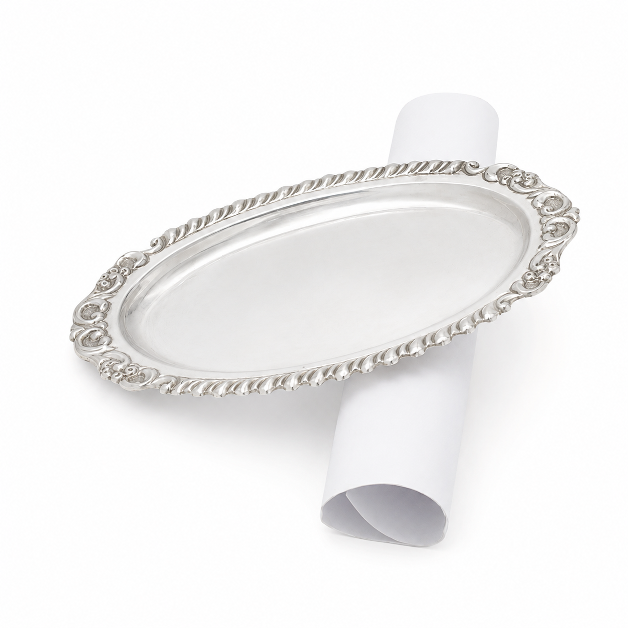 Sterling Silver Oval Serving Tray – OYA by Gemkara view 2