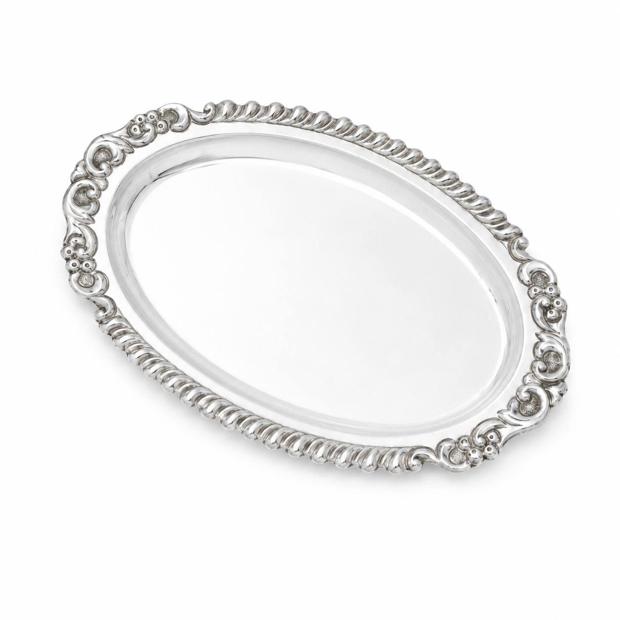Sterling Silver Oval Serving Tray – OYA by Gemkara view 3