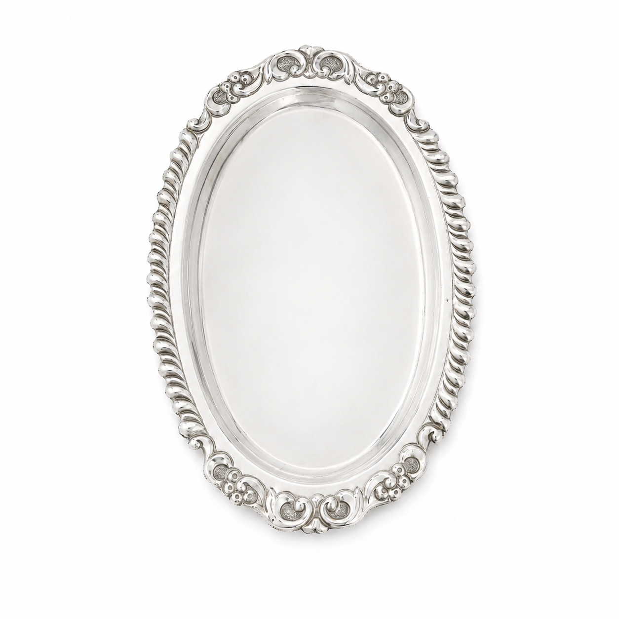 Sterling Silver Oval Serving Tray – OYA by Gemkara view 4