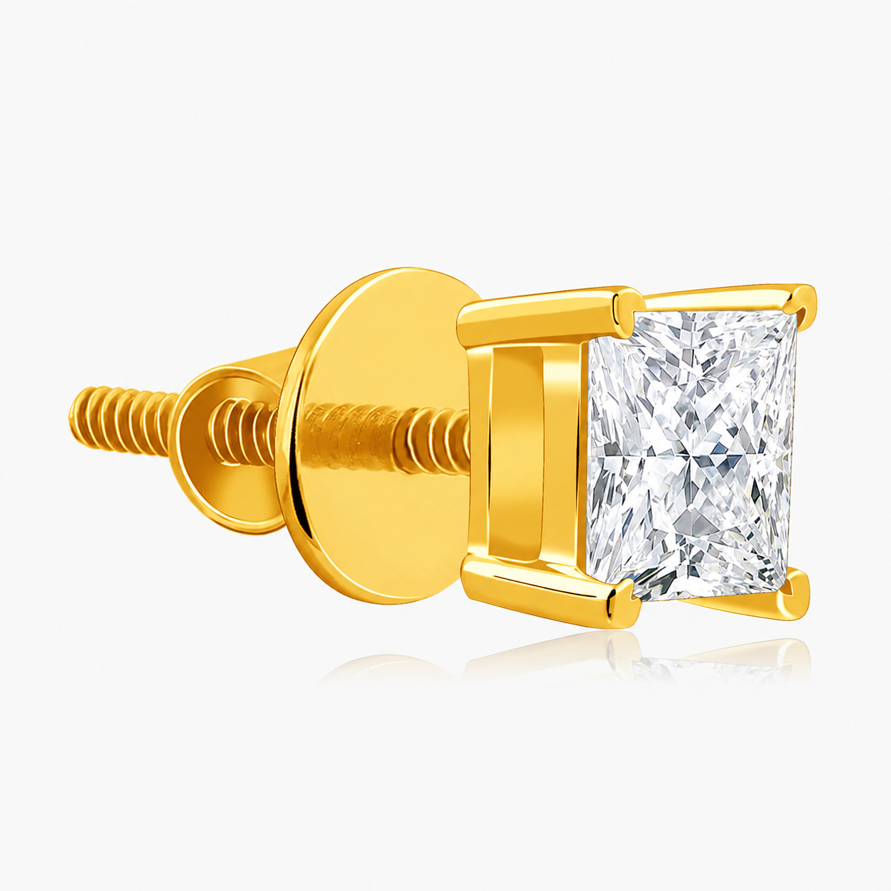 Yellow Gold  Solitaire Lab Grown Diamond Studs – OYA by Gemkara view 4